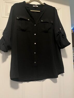 Calvin Klein Black Button-Front Blouse
